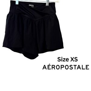 NWOT Aeropostale Dwntme Athletic Black Flowy Shorts with Crossover Waist in XS